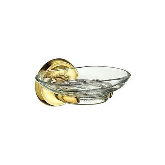 Smedbo V242 Wall Mounted Clear Glass Soap Dish in Polished Brass Villa Collection Collection